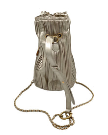 Chanel Gold Leather Coco Pleats Small Backpack Bag
