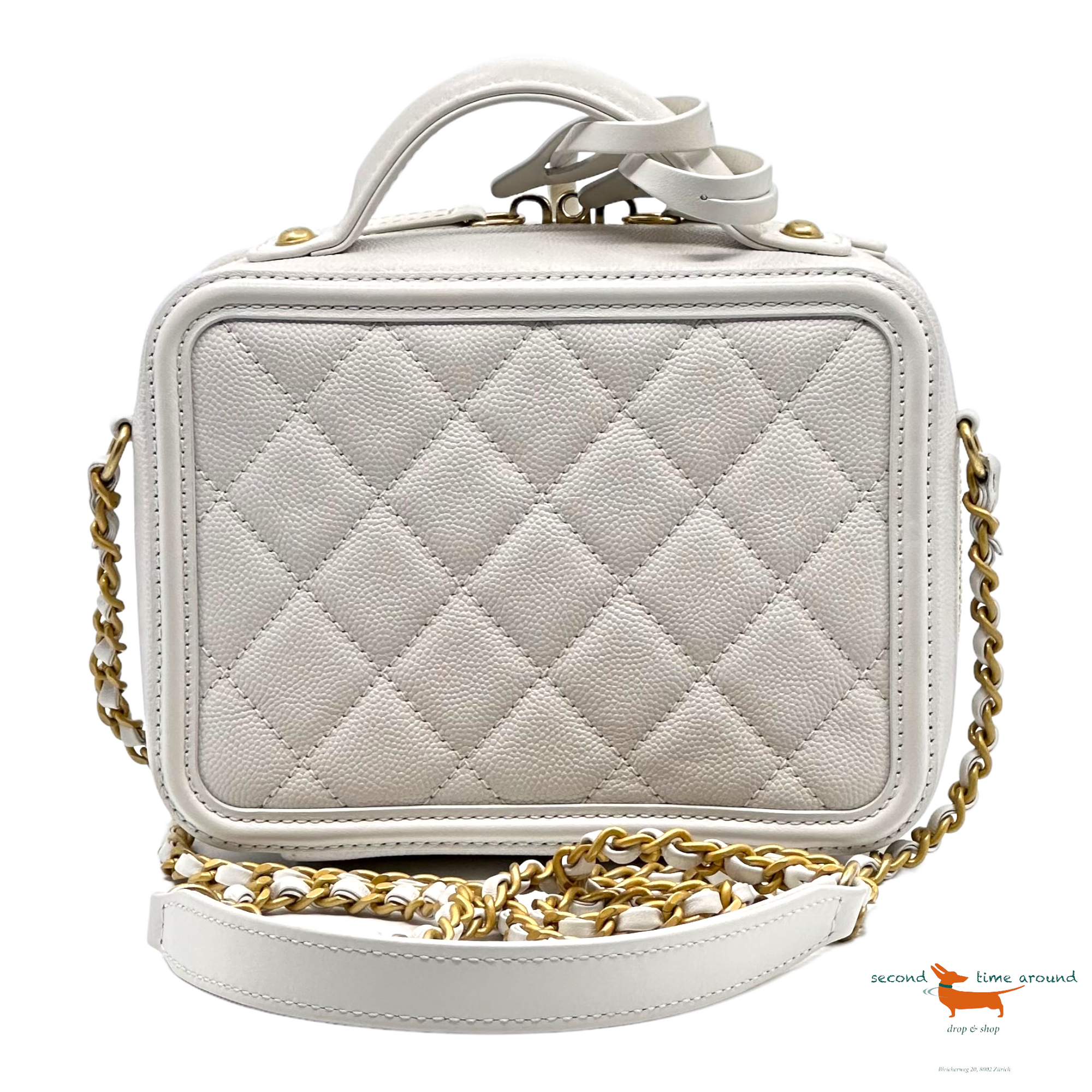 Chanel Quilted Caviar Leather Small Filigree Vanity Casa Bag