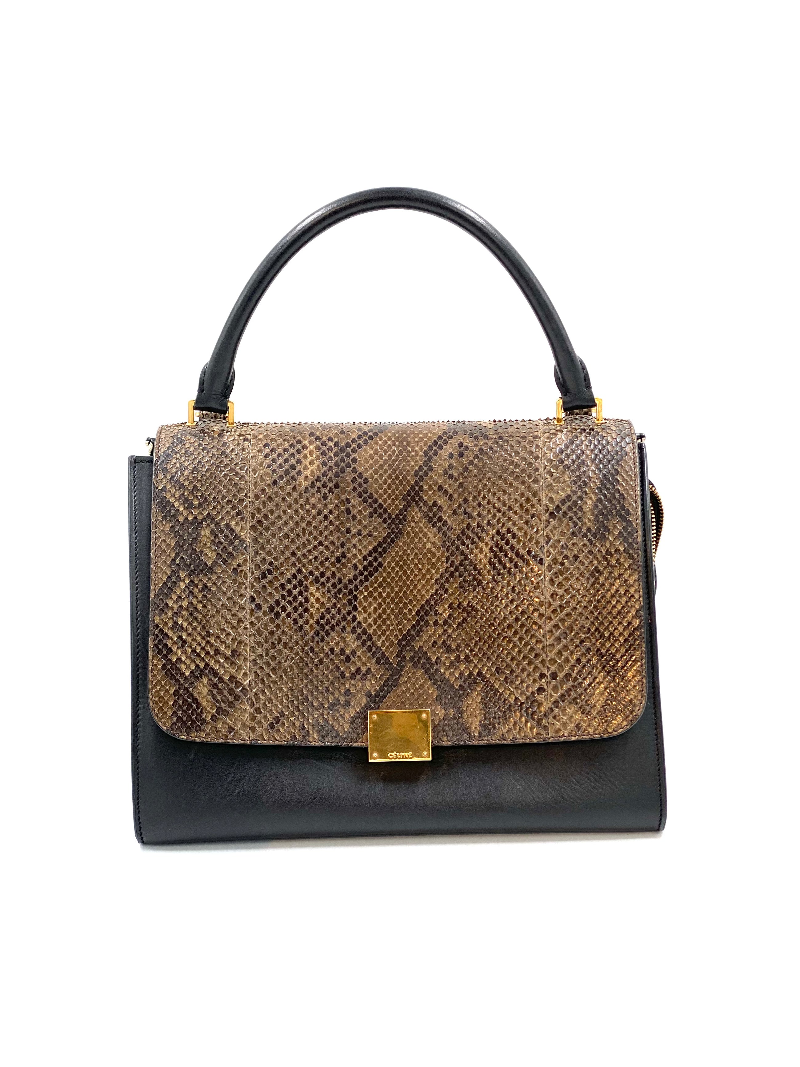 Celine Trapeze medium model handbag python suede