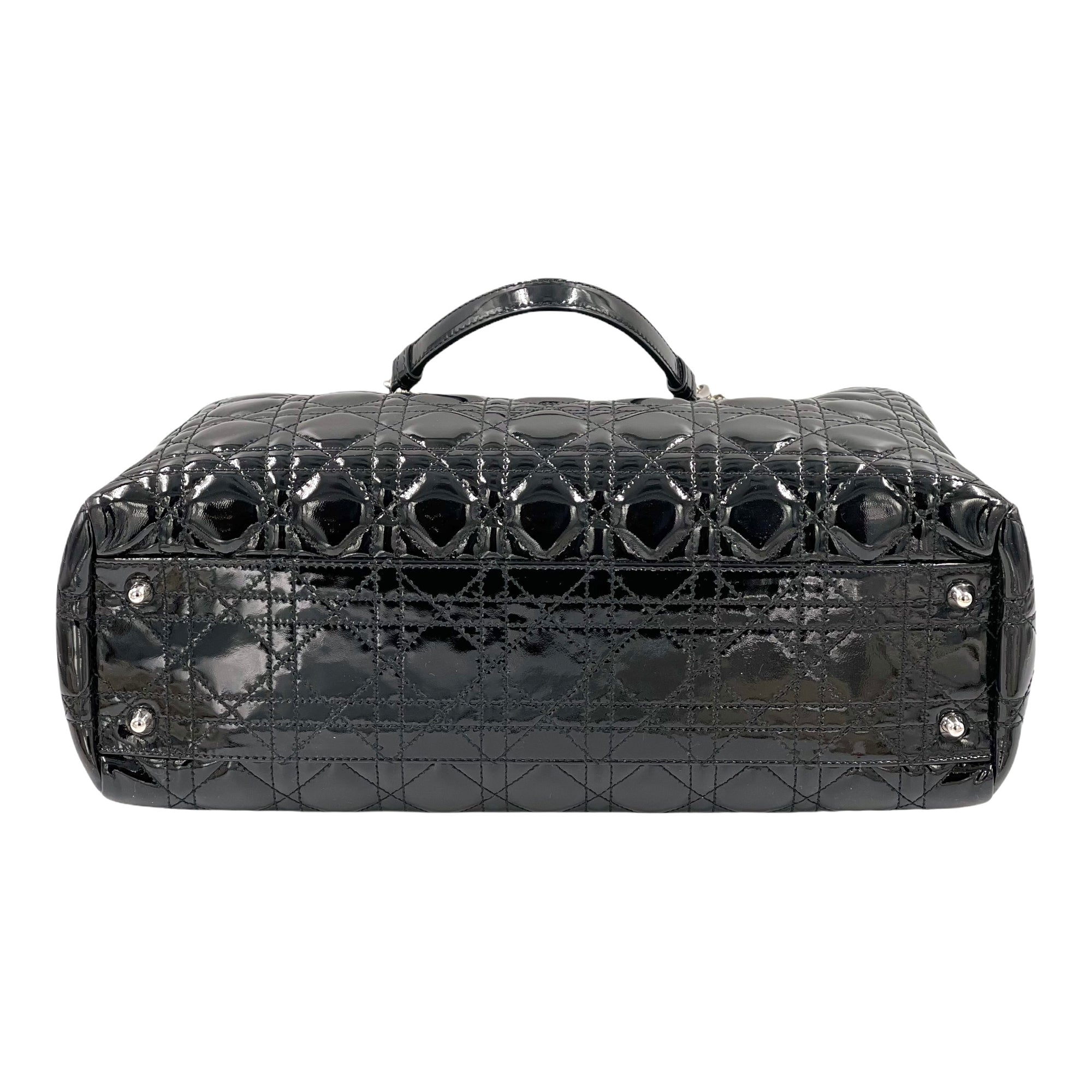 Christian Dior Patent Cannage Dior Soft Shopping Tote Bag