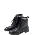 Christian Dior Calfskin Tartan D-Order Low Boot Black White