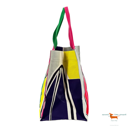 Hermes Multicolor Printed Canvas Maxi 3 Surfs Pink Grey Beach Tote