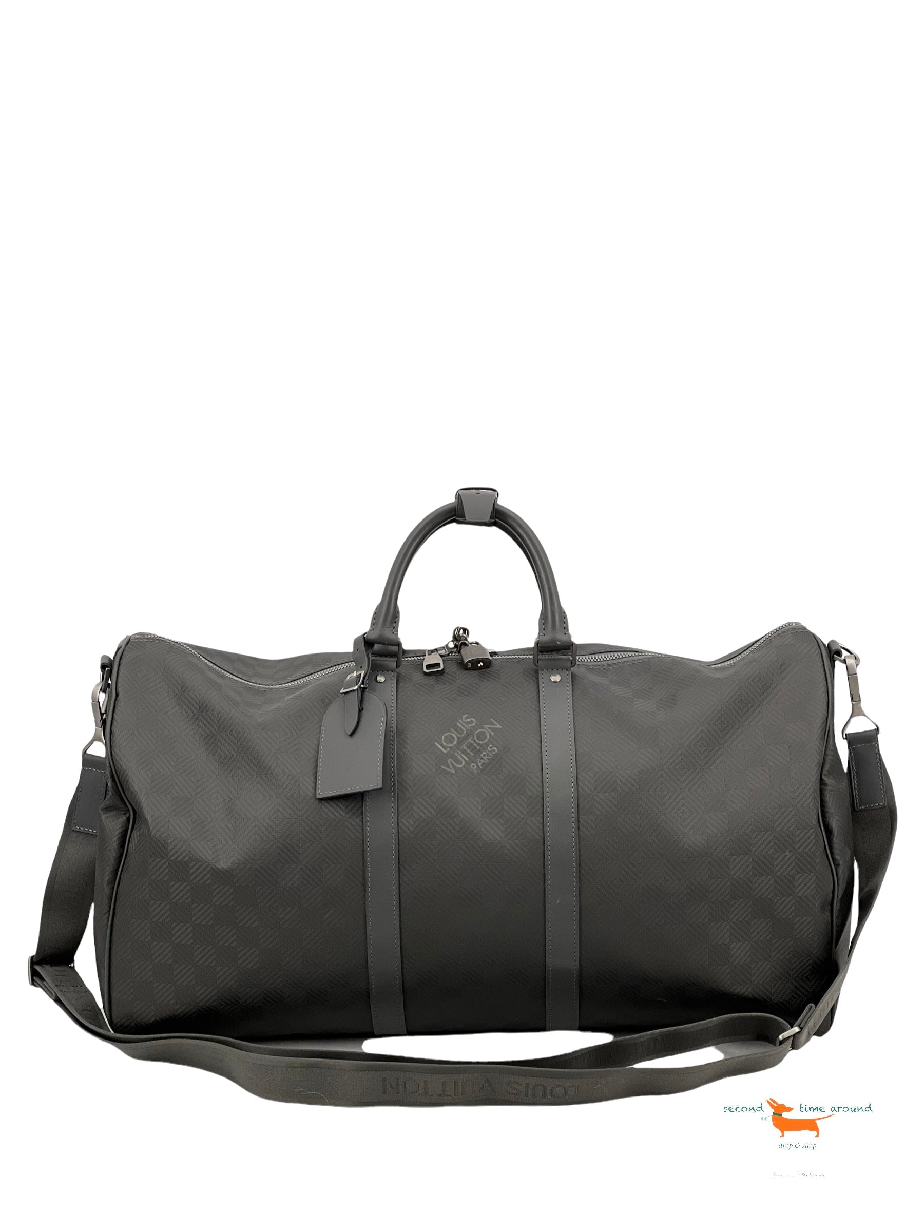 Louis Vuitton Damier Keepall  Bandouliere 55 Carbon Bag