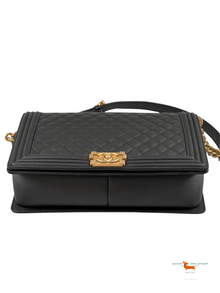 Chanel Calfskin Quilted Large Boy Flap Black Bag