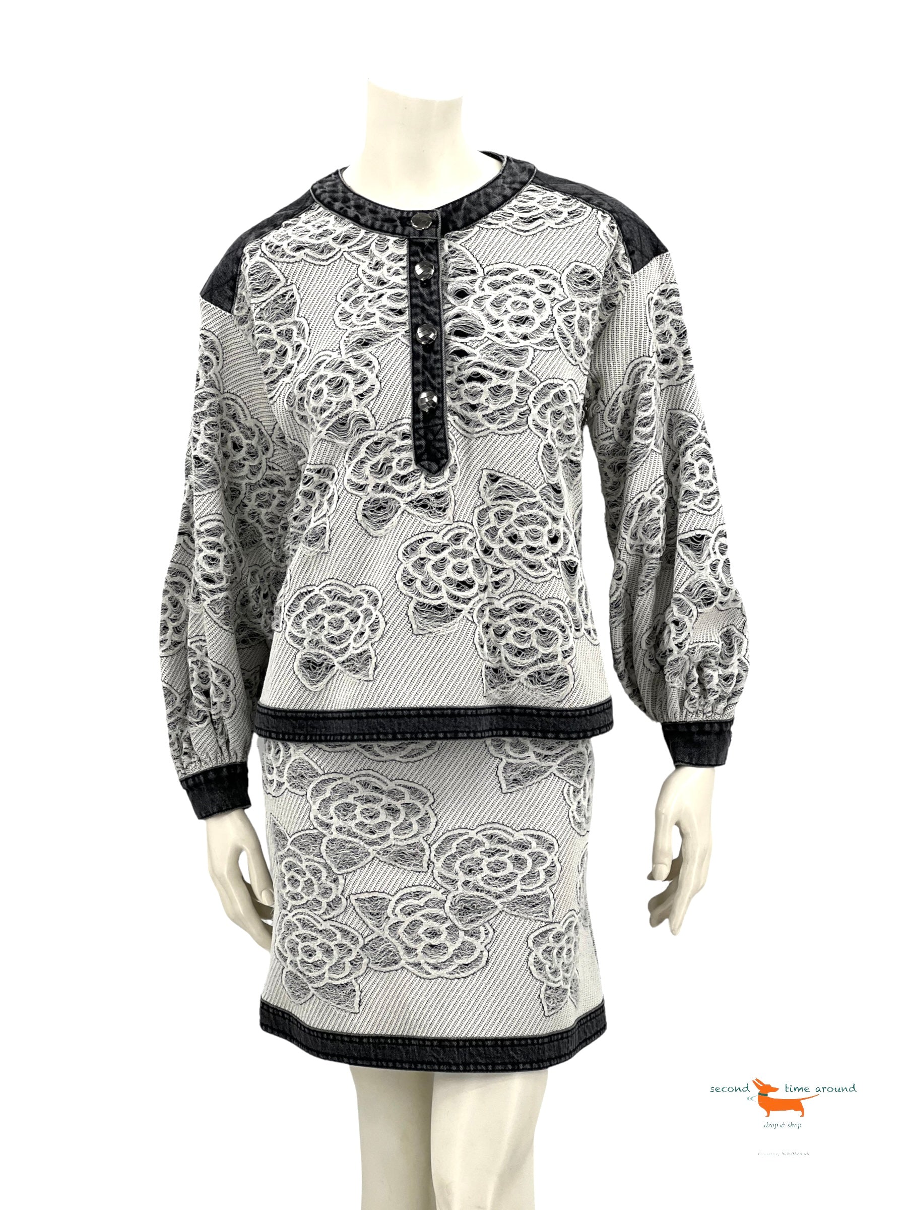 Chanel White Black  Denim Costume