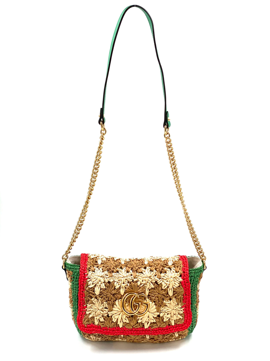 Gucci small GG Marmont raffia shoulder bag