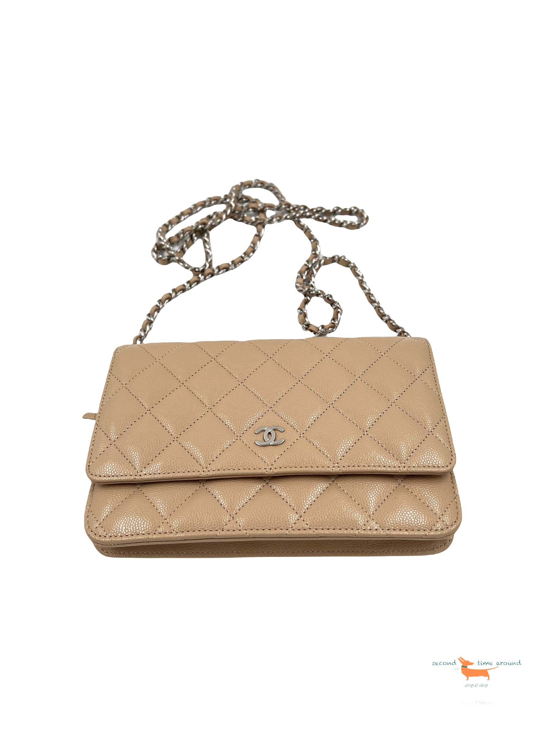 Chanel Wallet on Chain 2018 Woc Beige Caviar Leather Cross Body Bag