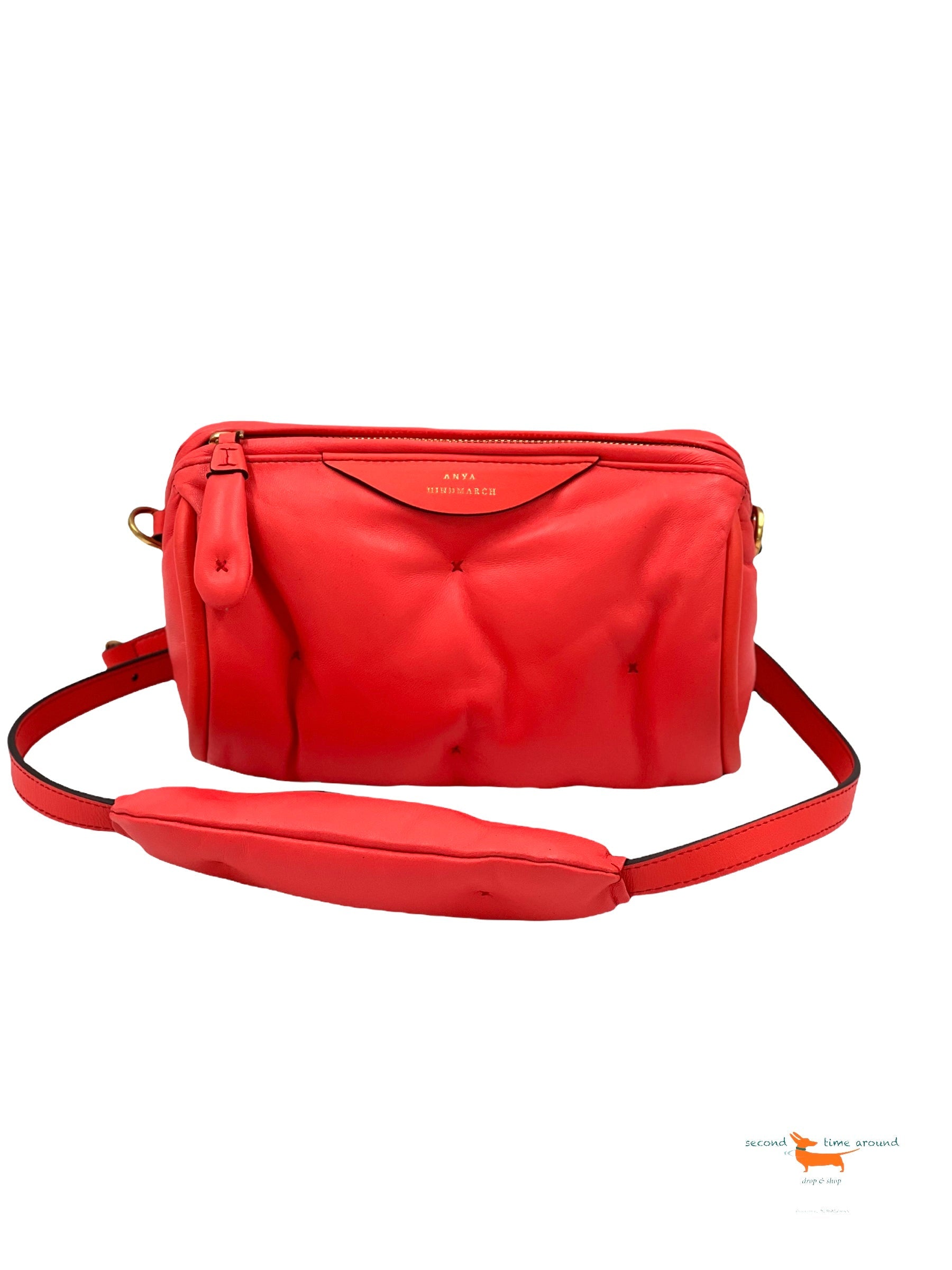 Anya Hindmarch Salmon Leather Chubby Barrel Crossbody Bag