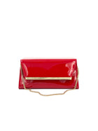 Jimmy Choo Margot Patent Leather Chain Clutch Red