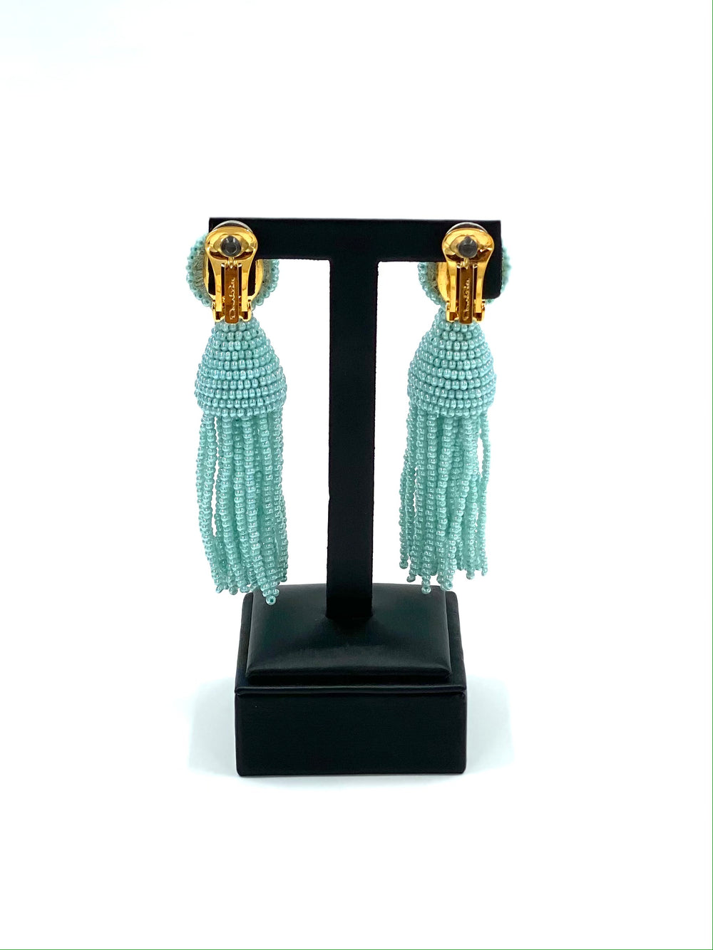 Oscar de la Rente short beaded tassel earrings