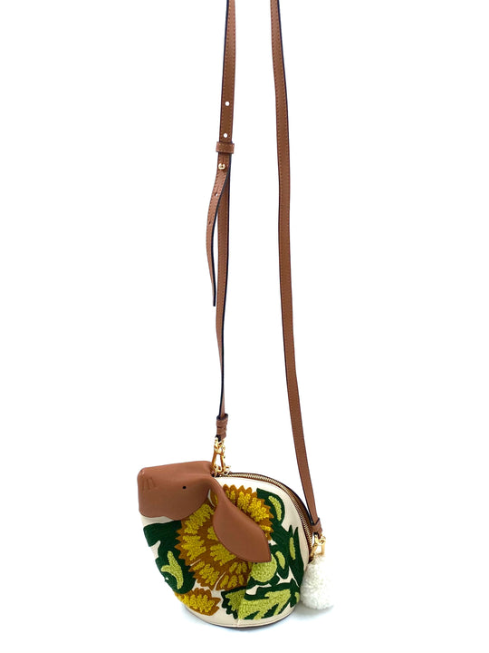 Loewe Bunny floral-embroidered leather cross-body bag