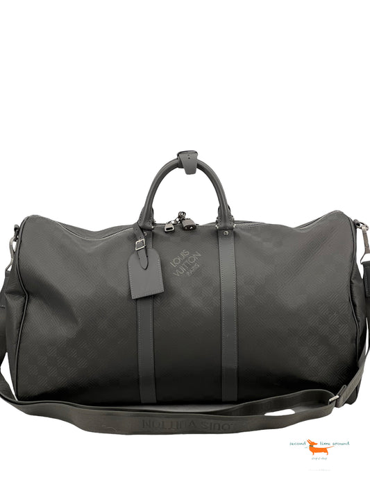 Louis Vuitton Damier Keepall  Bandouliere 55 Carbon Bag