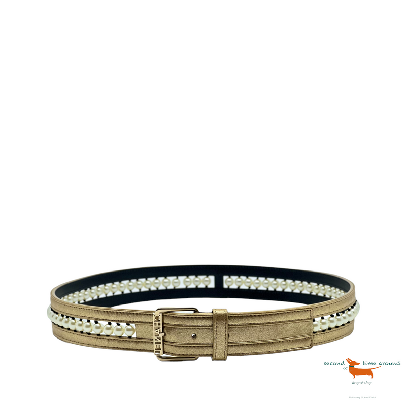 Chanel Leather And Pearls Belt