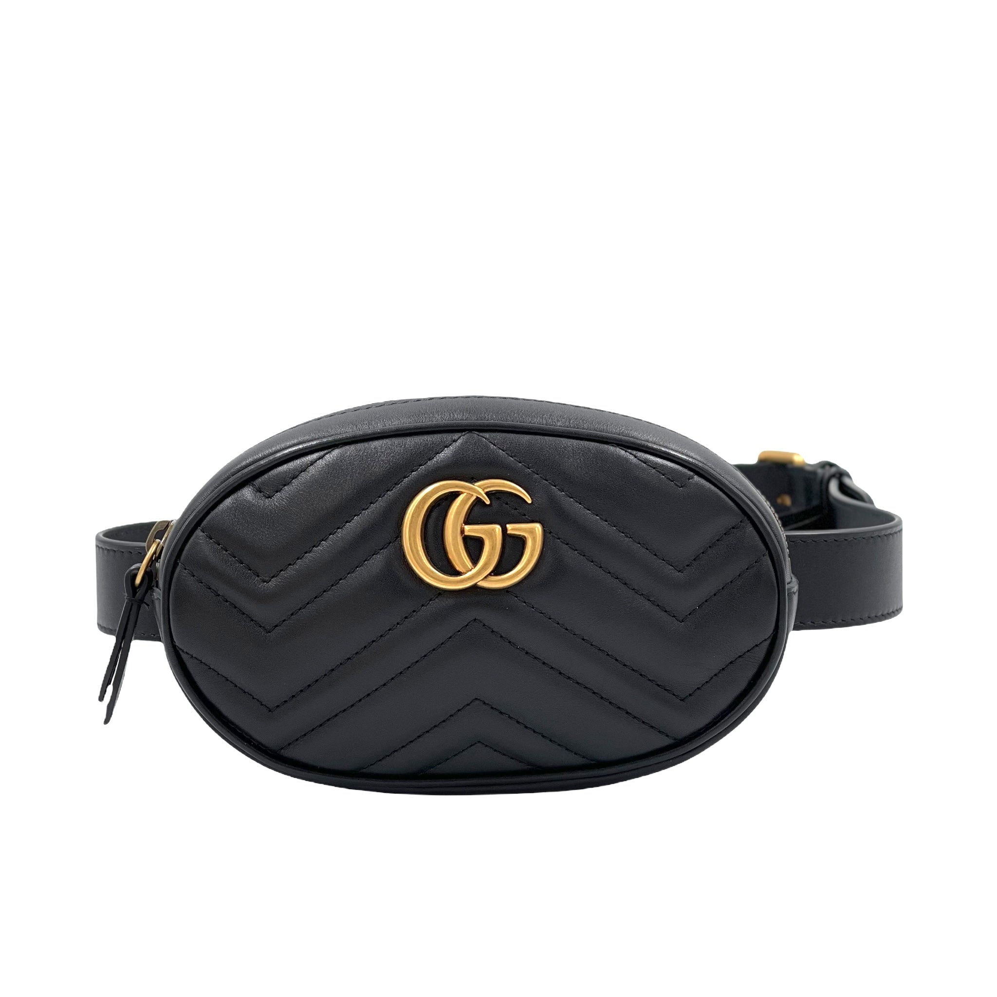 Gucci Womens Black Marmont Quilted Leather Belt Bag