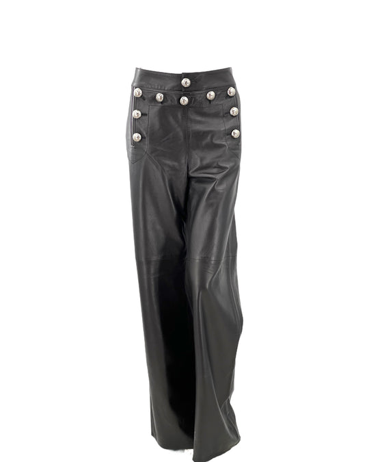 Gucci Black Leather Oversized Sailor Pant