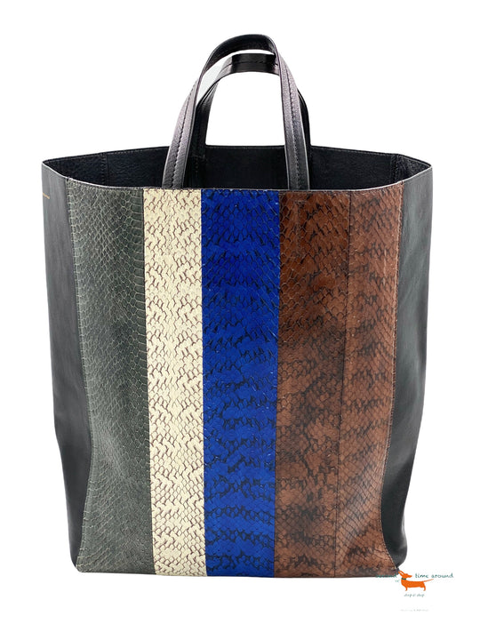 Celine Cabas Python Striped Tote Bag
