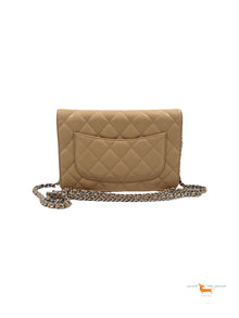 Chanel Wallet on Chain 2018 Woc Beige Caviar Leather Cross Body Bag