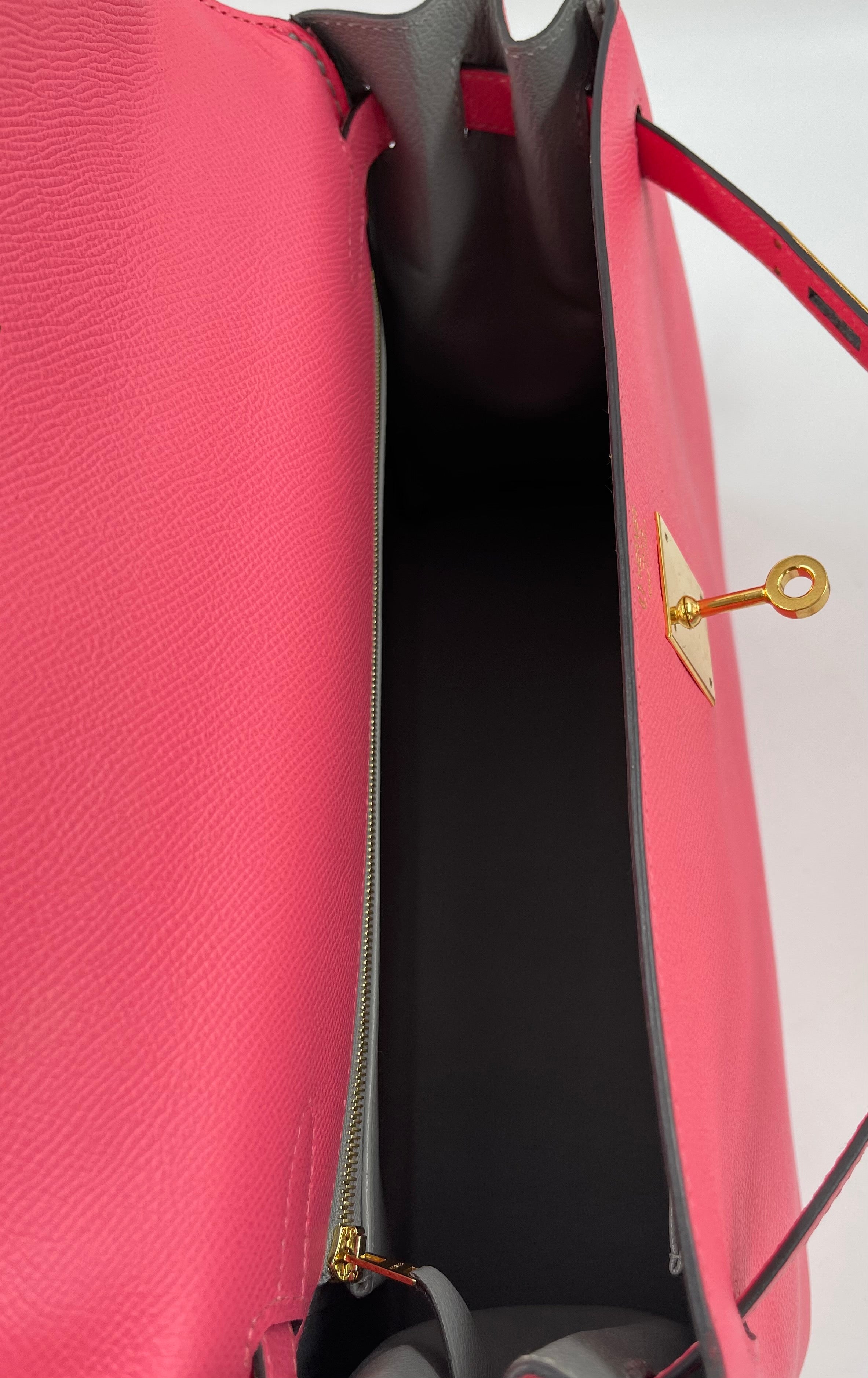 Hermes Kelly Retourne 32 Epsom Leather Rose Azalee Bag Rare