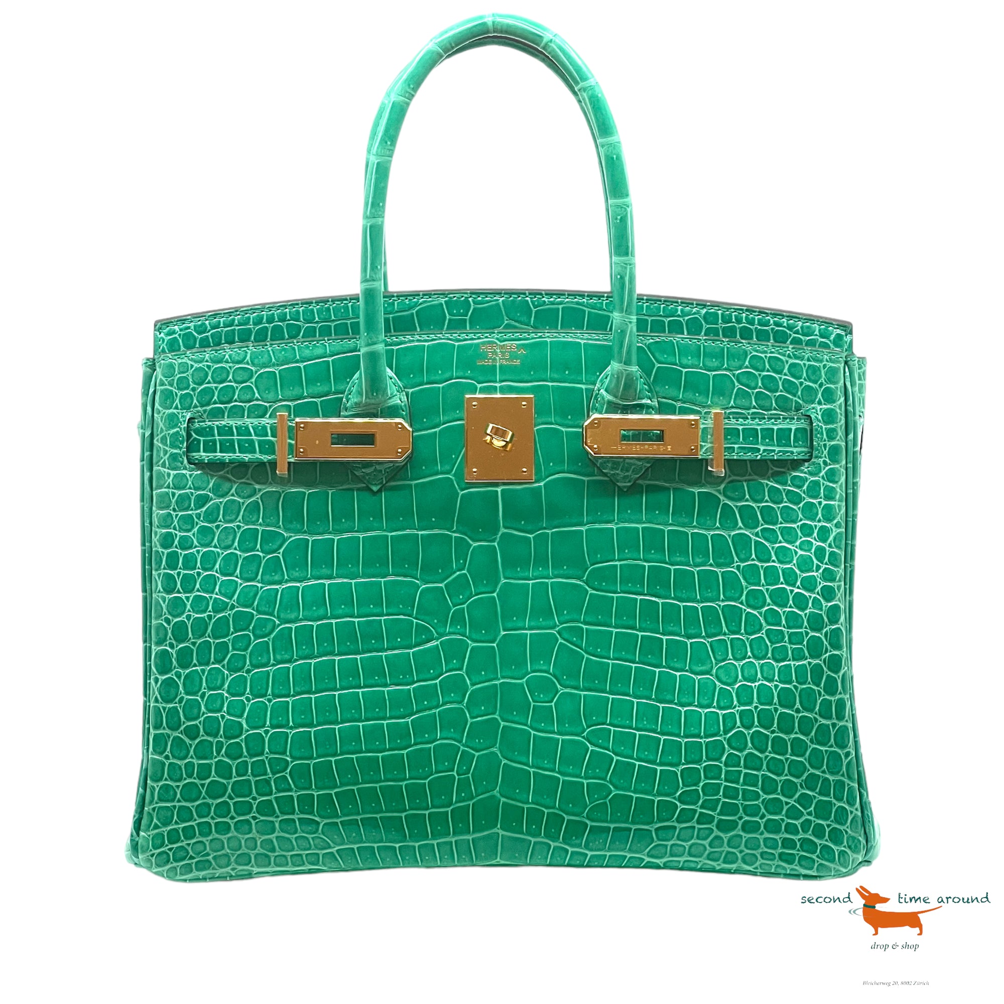 Hermes Birkin 30 Vert Jade Porosus Crocodile Limited Edition Bag
