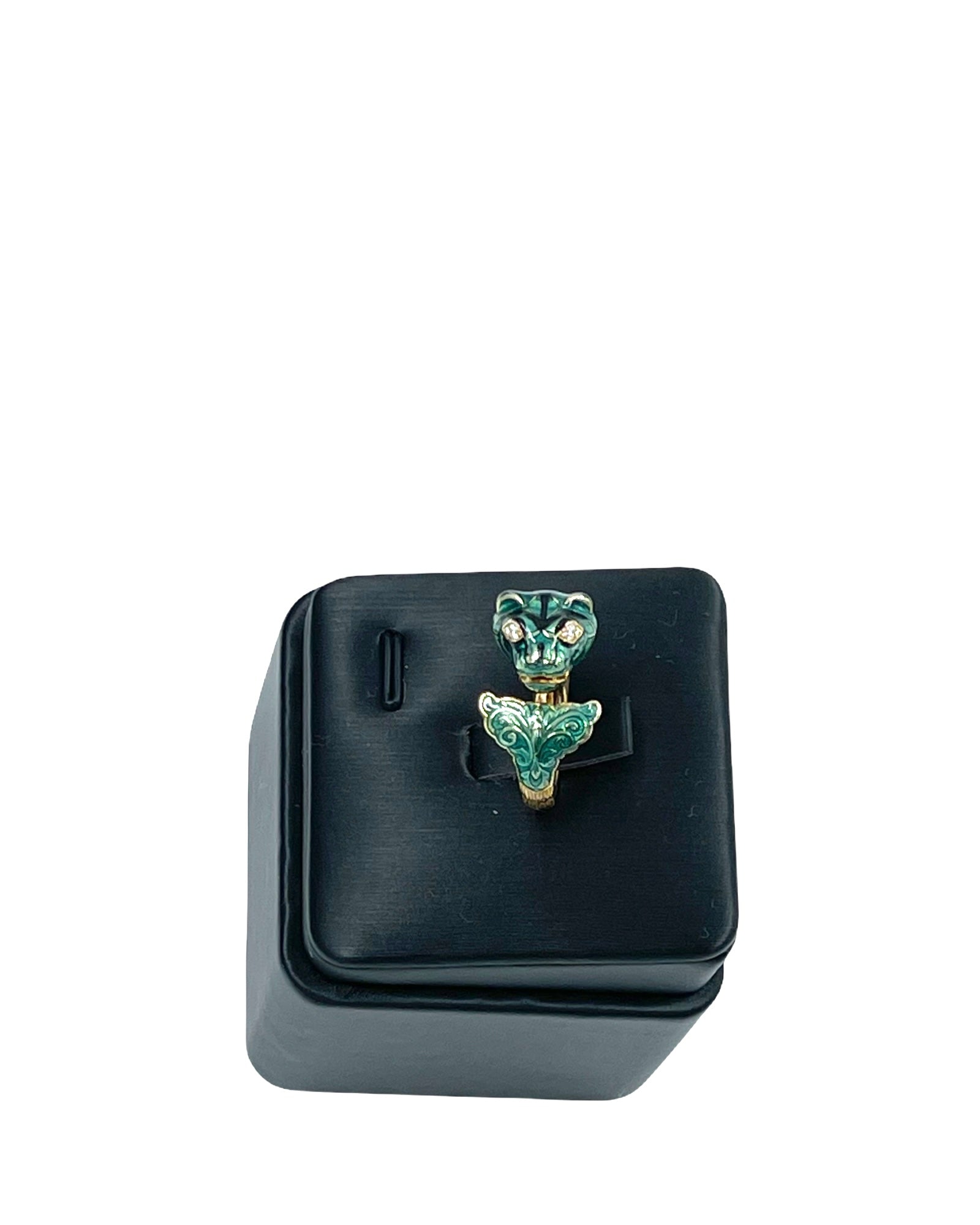 Gucci 18k Yellow Gold Diamond Enamel Le Marché des Merveilles Tiger Ring