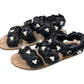 Chanel Black Camelia Flower CC Flat Sandal with Pearls 38.5