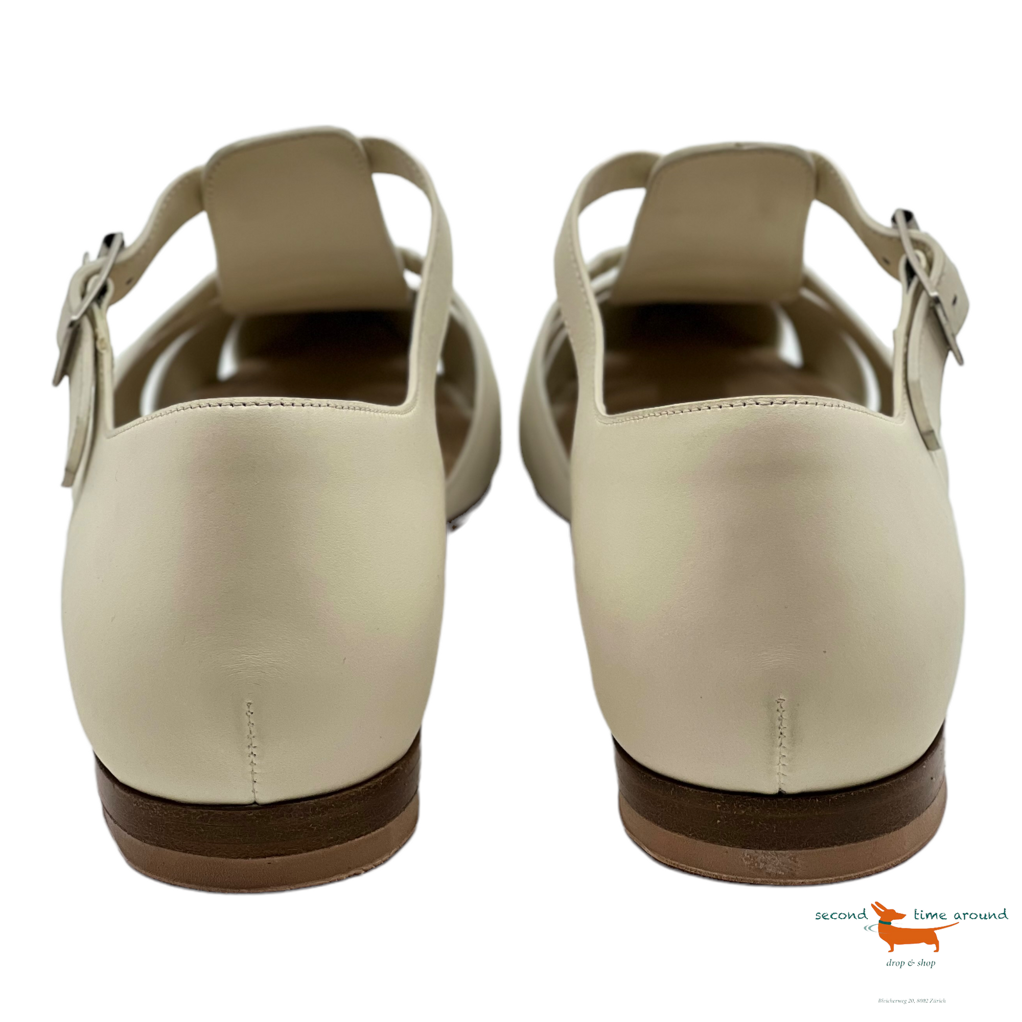 Christian Dior Cream Leather Flat Sandals 39