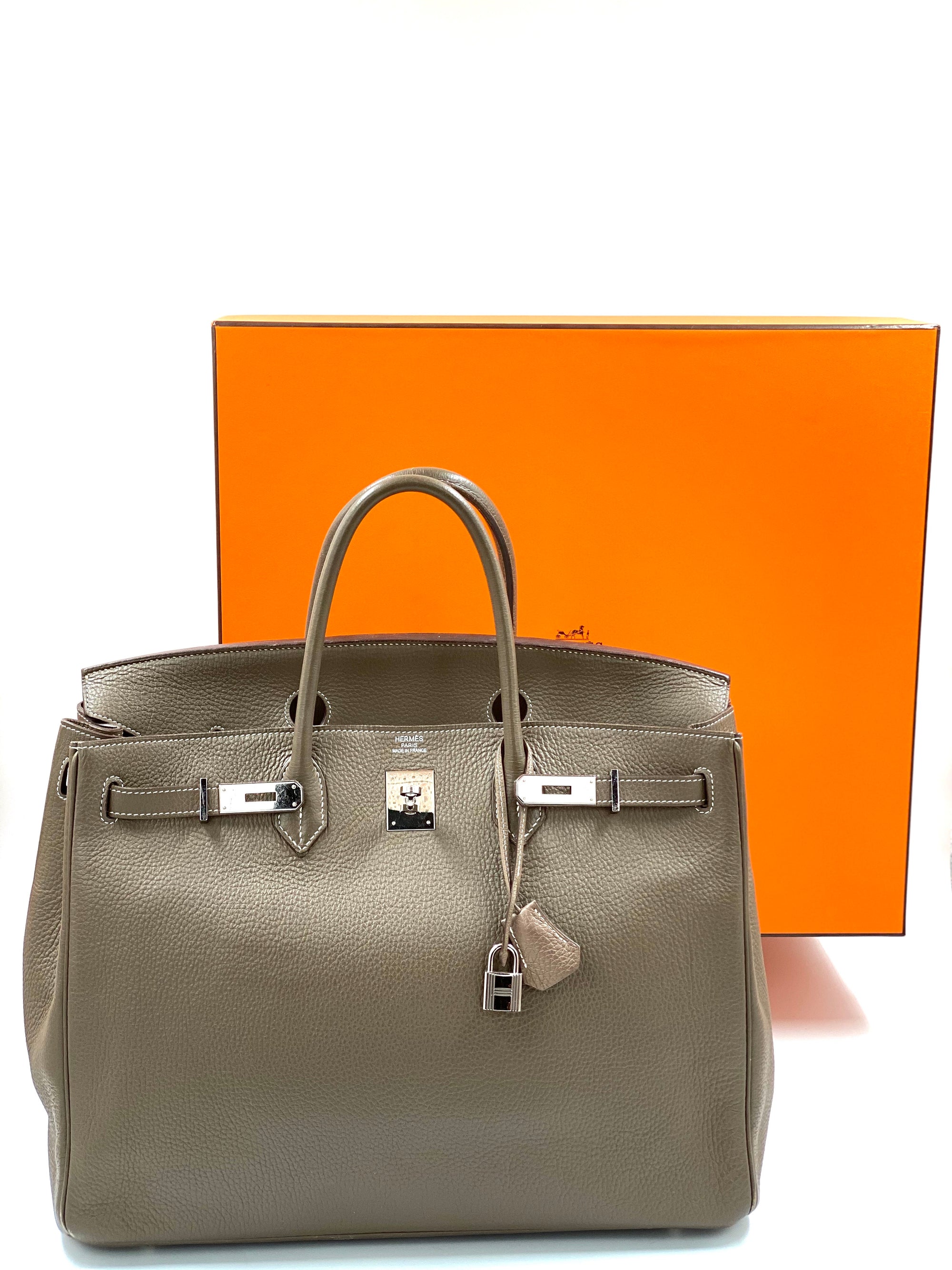 Hermes Birkin Togo Leder Etoupe 40 Cm Bag