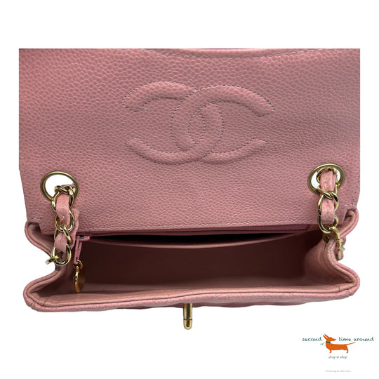 Chanel Classic Single Flap Mini Square Pink Caviar Bag