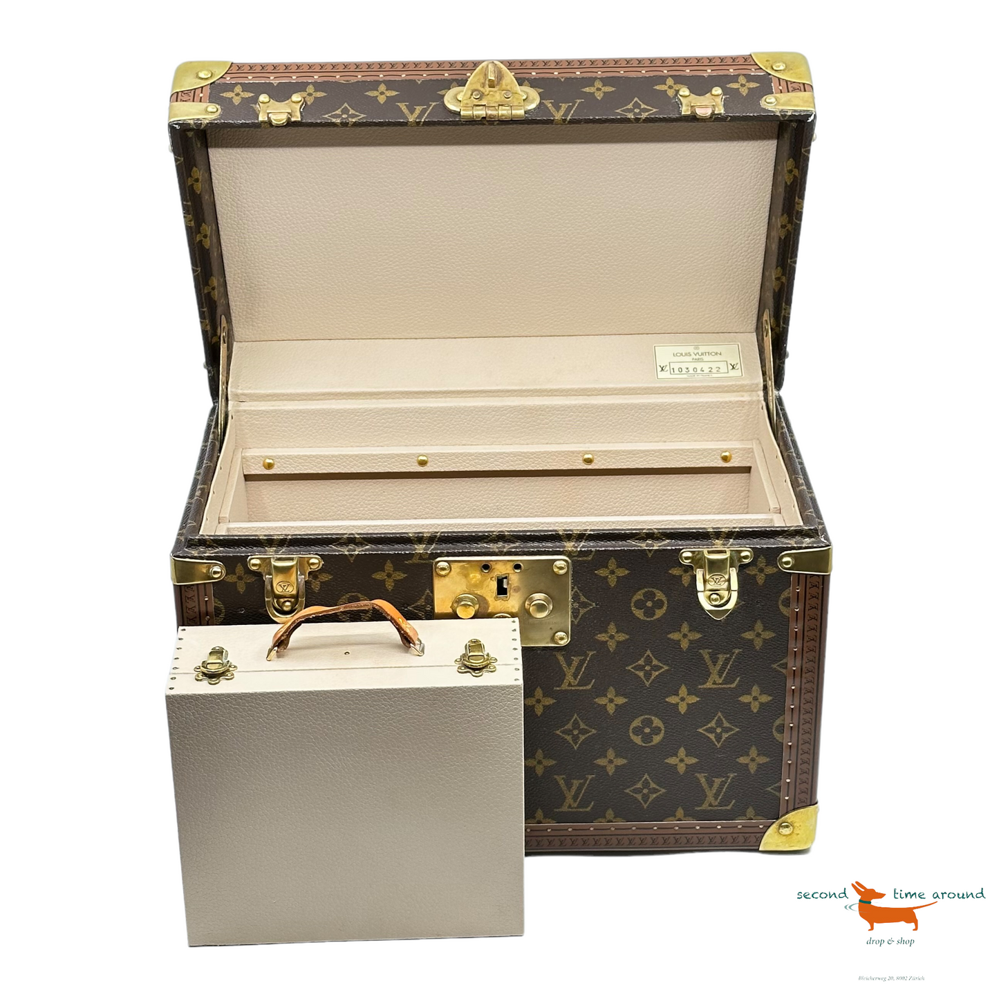 Louis Vuitton Beauty Case Monogram Canvas, Leder, goldfarbenes Metall