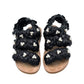 Chanel Black Camelia Flower CC Flat Sandal with Pearls 38.5