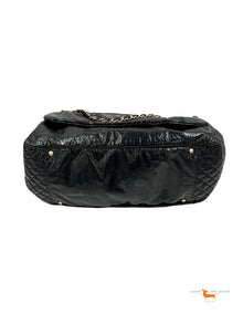 Chanel Black Patent Vinyl Rock and Chain Large Accordion Flap Bag
