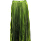 Gucci Green Metallic Plisse Silk Pleated Midi Skirt