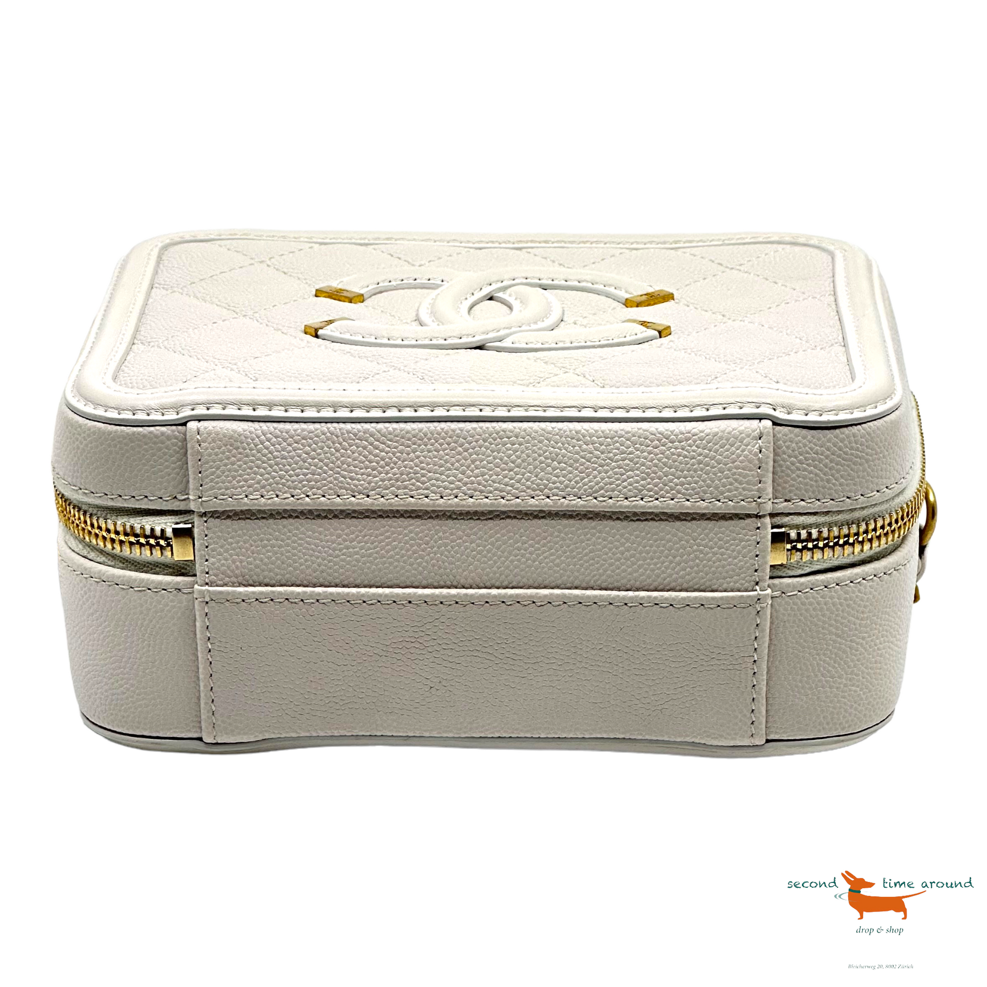 Chanel Quilted Caviar Leather Small Filigree Vanity Casa Bag