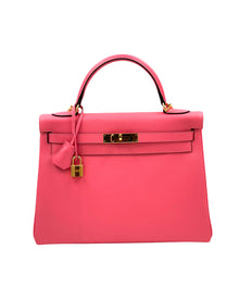Hermes Kelly Retourne 32 Epsom Leather Rose Azalee Bag Rare