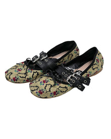 Miu Miu Lace Up Brocade Ballerinas