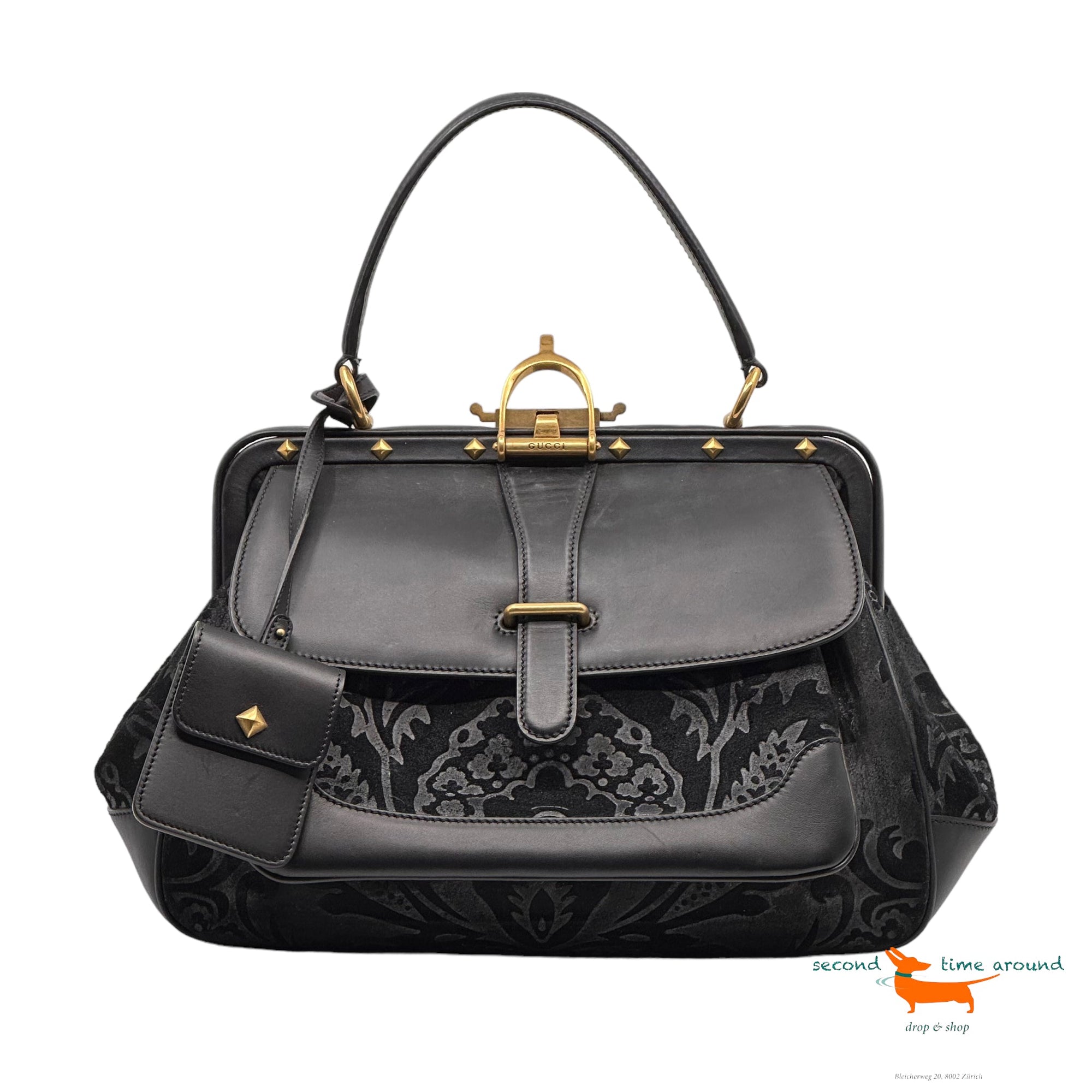 Gucci Lady Stirrup Leather Top Handle Bag