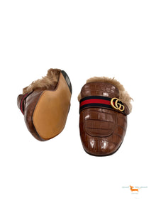 Gucci Cuir Color Crocodile Princetown Slipper