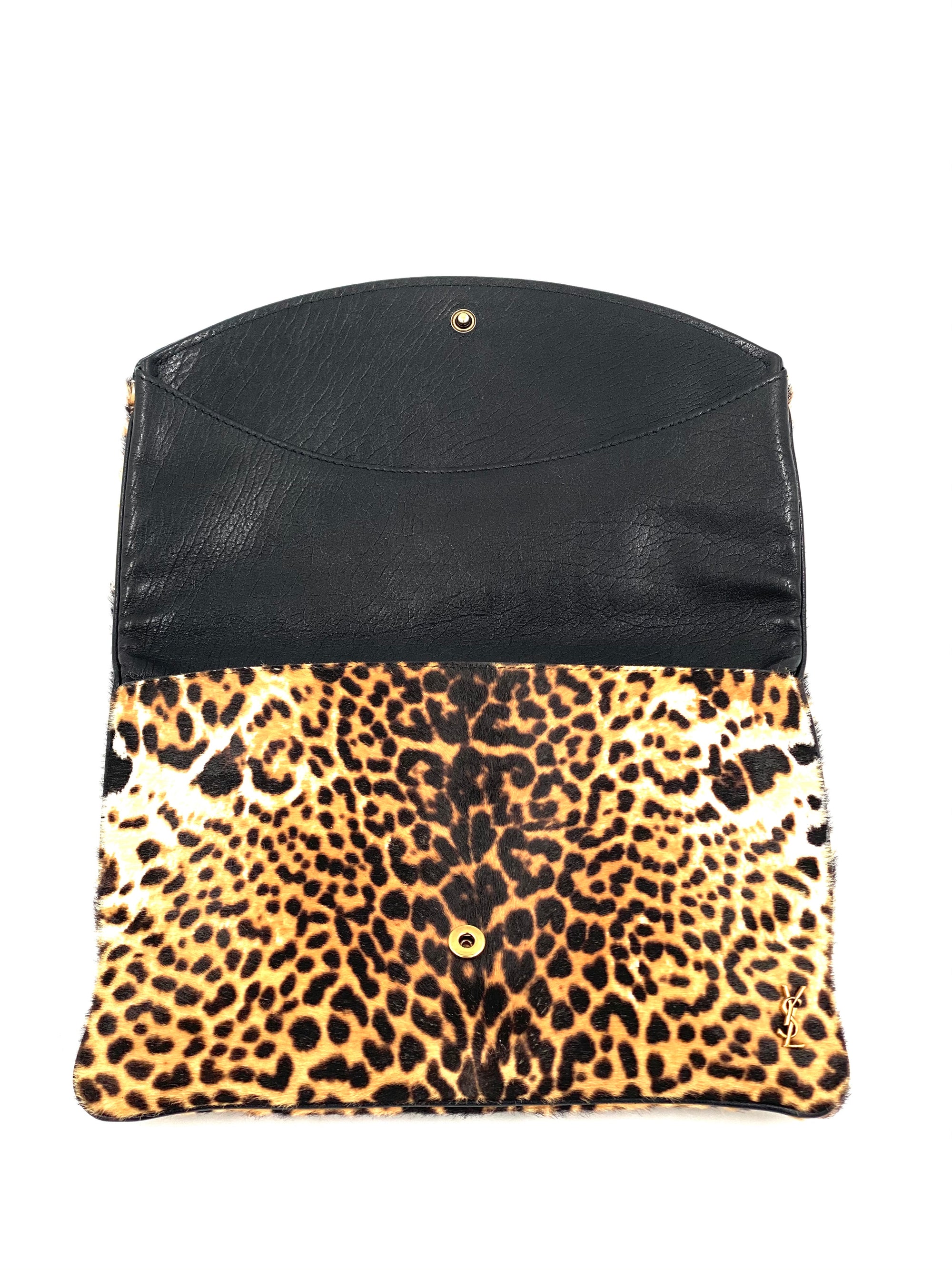 Yves Saint Laurent Animal-print calf hair clutch
