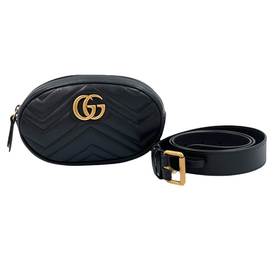 Gucci Womens Black Marmont Quilted Leather Belt Bag